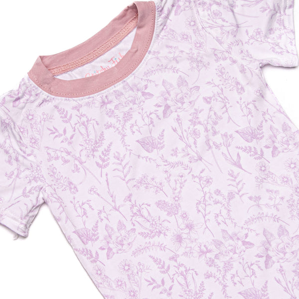 Tangled Up in Toile Bamboo Pajama Short Set, Pink