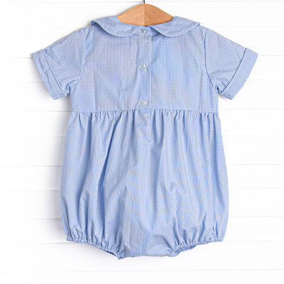 Forever Young Smocked Boy Bubble, Blue Gingham