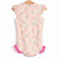No Dole Days Flutter Sleeve One Piece, Pink