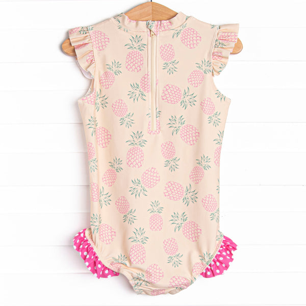No Dole Days Flutter Sleeve One Piece, Pink