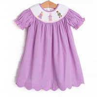 Tangled Tower Smocked Bishop Dress, Purple