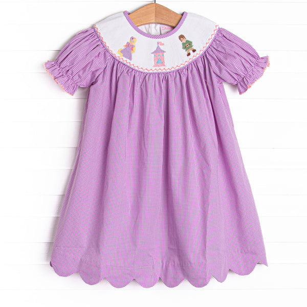 Tangled Tower Smocked Bishop Dress, Purple
