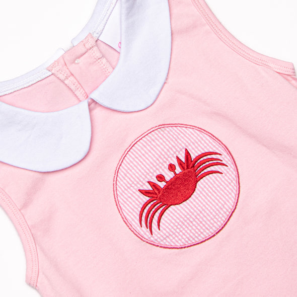 King Crab Crawl Applique Bubble, Pink