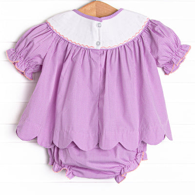 Tangled Tower Smocked Diaper Set, Purple