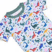Jurassic Dreamer Bamboo Pajama Short Set, Blue