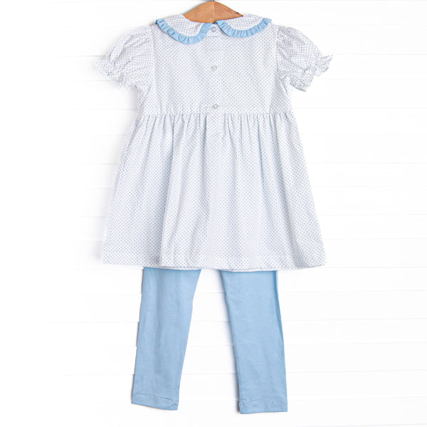 Bye Bye Butterfly Smocked Collared Legging Set, Blue