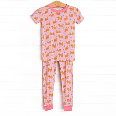 Snuggle Pup Bamboo Pajama Short Sleeve Set, Pink