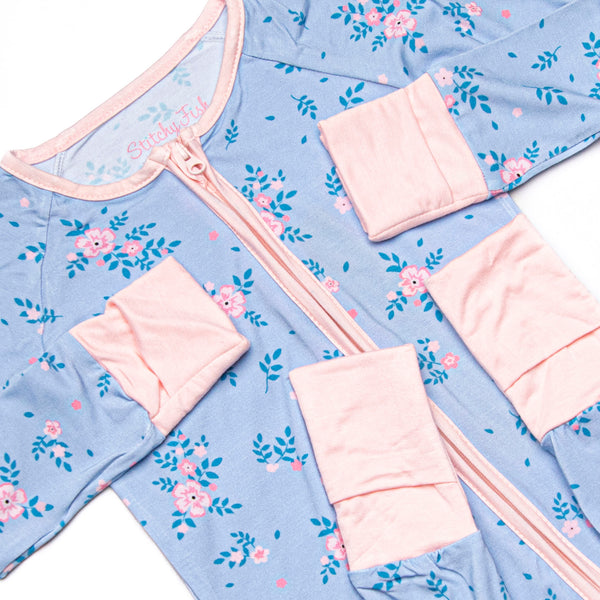 Blue Magnolia Bamboo Zippy Pajama, Blue