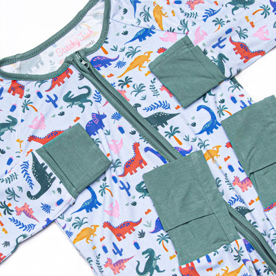 Jurassic Dreamer Bamboo Zippy Pajama, Blue