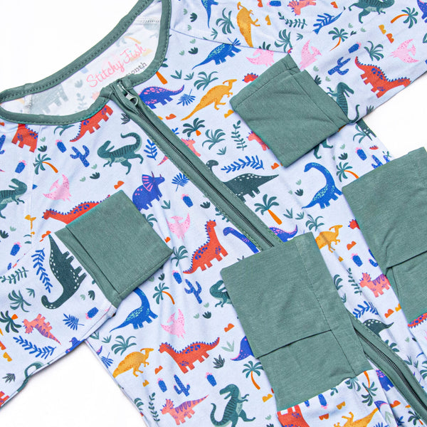 Jurassic Dreamer Bamboo Zippy Pajama, Blue