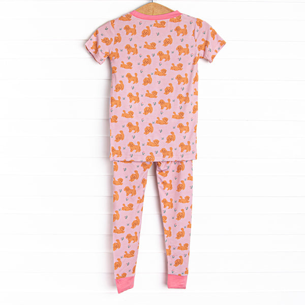 Snuggle Pup Bamboo Pajama Short Sleeve Set, Pink