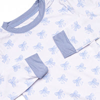 Bows of Blue Bamboo Pajama Set, Blue