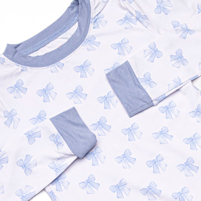Bows of Blue Bamboo Pajama Set, Blue