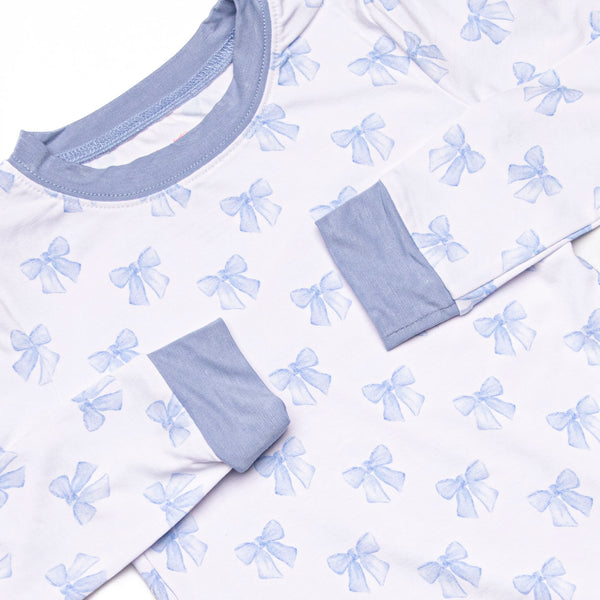 Bows of Blue Bamboo Pajama Set, Blue