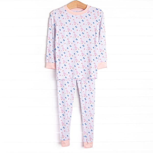 Gosling Garden Bamboo Pajama Set, Pink