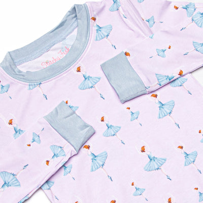 Teal Twirls Bamboo Pajama Set, Pink