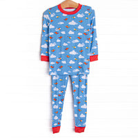 Cloudy Controller Bamboo Pajama Set, Blue