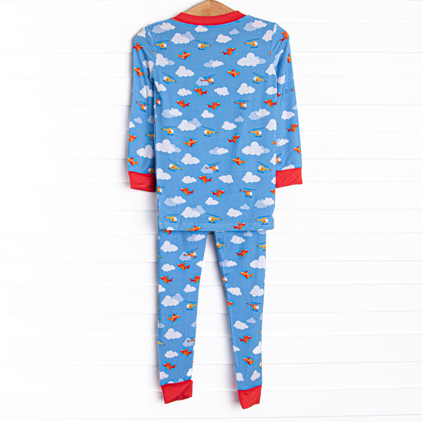 Cloudy Controller Bamboo Pajama Set, Blue