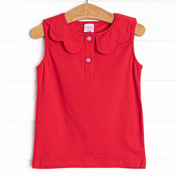 Samantha Scalloped Collar Sleeveless Top, (5 Colors)