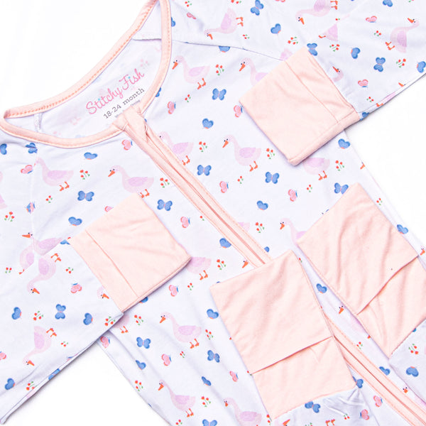 Gosling Garden Bamboo Zippy Pajama, Pink