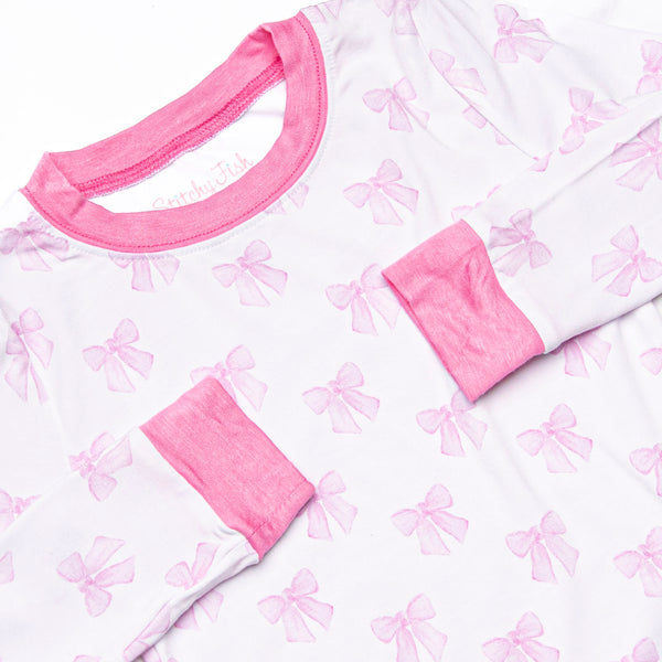 Bows of Pink Bamboo Pajama Set, Pink
