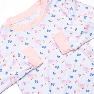 Gosling Garden Bamboo Pajama Set, Pink