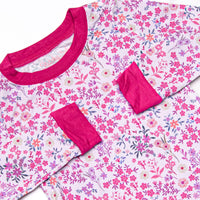 Ditsy Floral Dreams Bamboo Pajama Set, Dark Pink