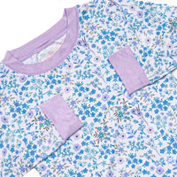 Ditsy Floral Dreams Bamboo Pajama Set, Blue