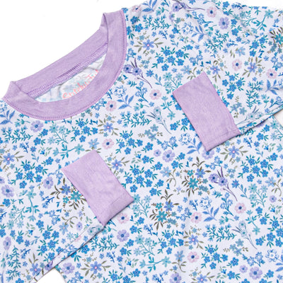 Ditsy Floral Dreams Bamboo Pajama Set, Blue