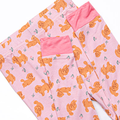 Snuggle Pup Bamboo Pajama Short Sleeve Set, Pink