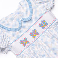 Bye Bye Butterfly Smocked Collared Legging Set, Blue