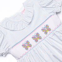 Bye Bye Butterfly Smocked Dress, Blue
