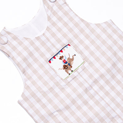 Rodeo Rider Smocked Long Jon Jon, Tan