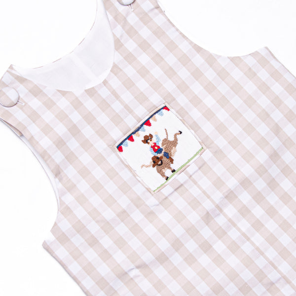 Rodeo Rider Smocked Long Jon Jon, Tan