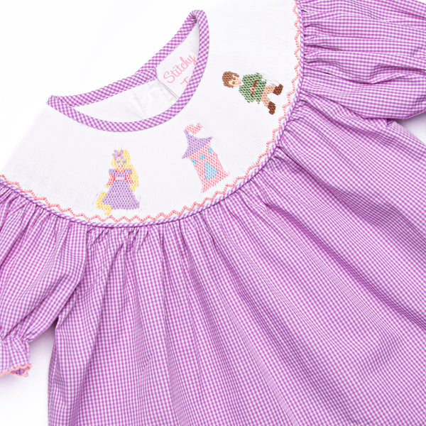 Tangled Tower Smocked Bishop Dress, Purple