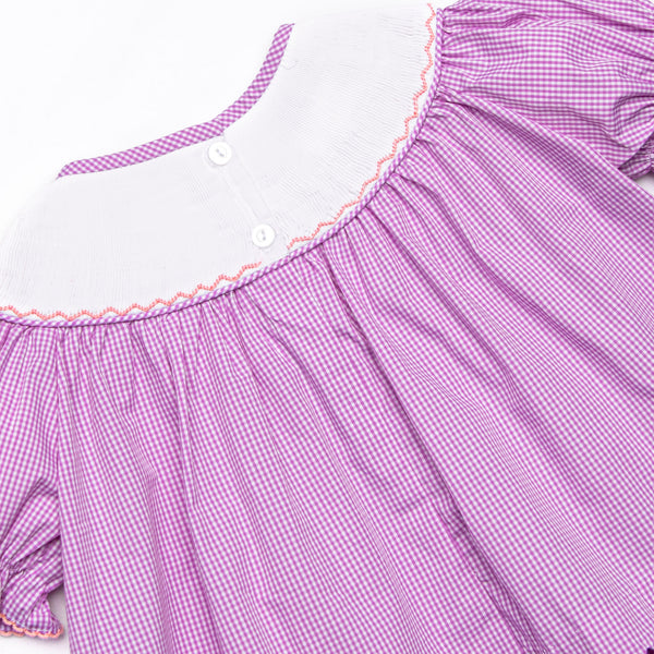 Tangled Tower Smocked Diaper Set, Purple