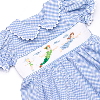 Forever Young Smocked Girl Bubble, Blue Gingham