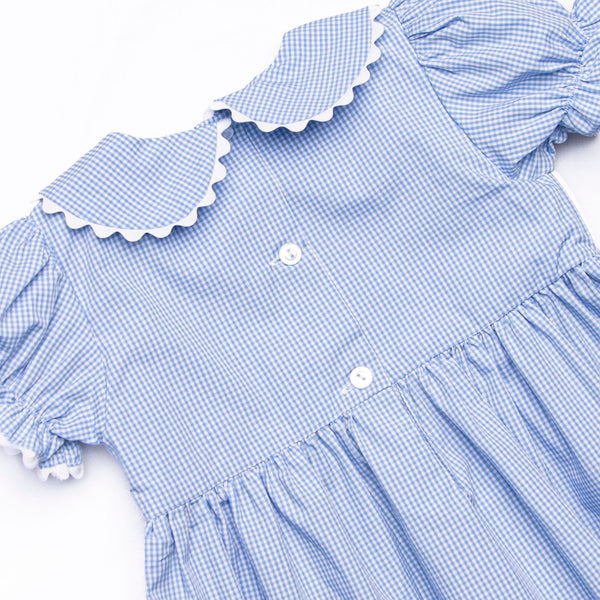 Forever Young Smocked Girl Bubble, Blue Gingham