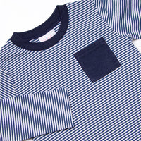 Evan Long Sleeve Pocket Diaper Set, Navy Stripe