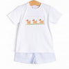 Walk and Wag Smocked Short Set, Blue