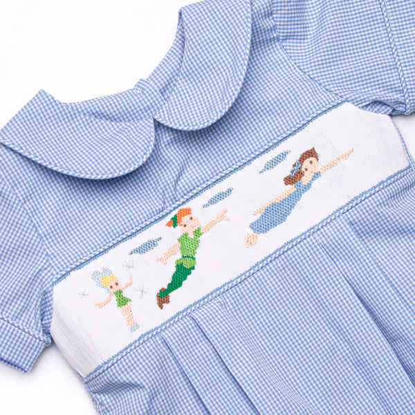 Forever Young Smocked Boy Bubble, Blue Gingham