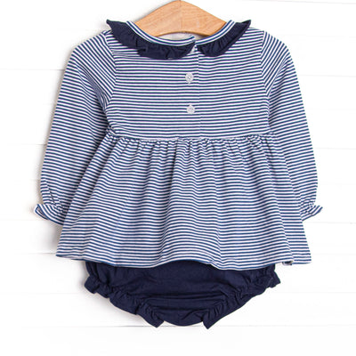 Berkley Long Sleeve Diaper Set, Navy Stripe