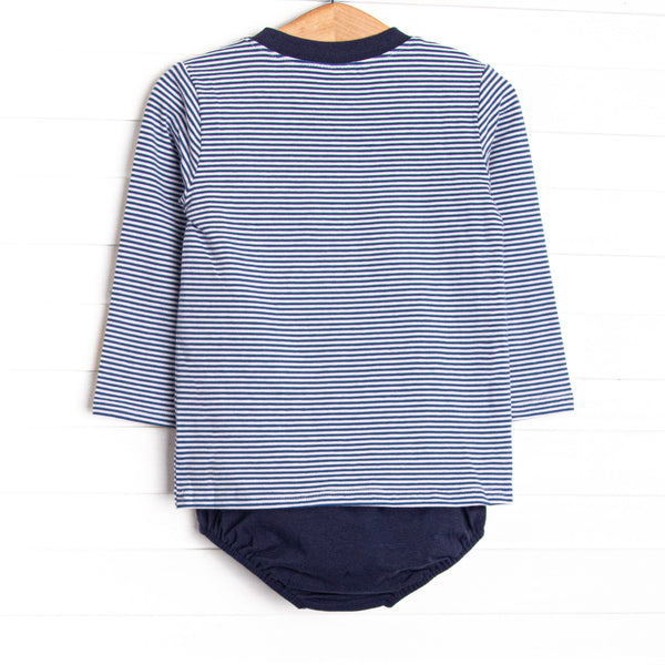 Evan Long Sleeve Pocket Diaper Set, Navy Stripe