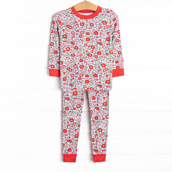 Red Blossom Beauty Bamboo Pajama Set, Red