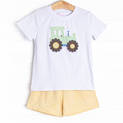 Farm Fields Applique Short Set, Yellow