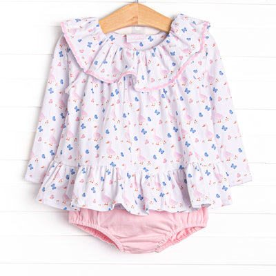 Gosling Garden Diaper Set, Pink