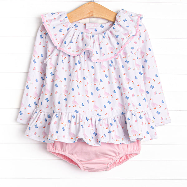 Gosling Garden Diaper Set, Pink