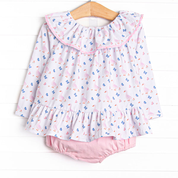 Gosling Garden Diaper Set, Pink