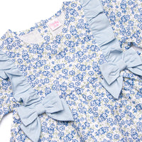 Saylor Floral Bow Diaper Set, Blue