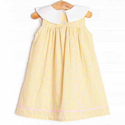 Flower Fields Applique Dress, Yellow
